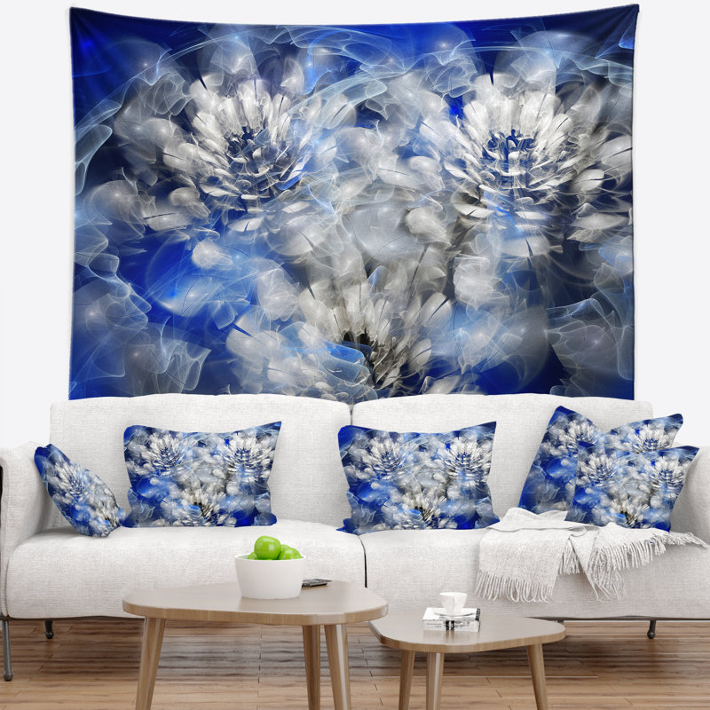 Tapisserie florale florale blanche, H 32 po x l 39 po