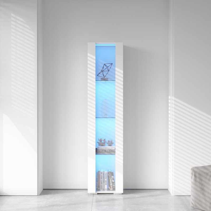 Armoire latérale avec lampe à bande en aluminium, Blanc