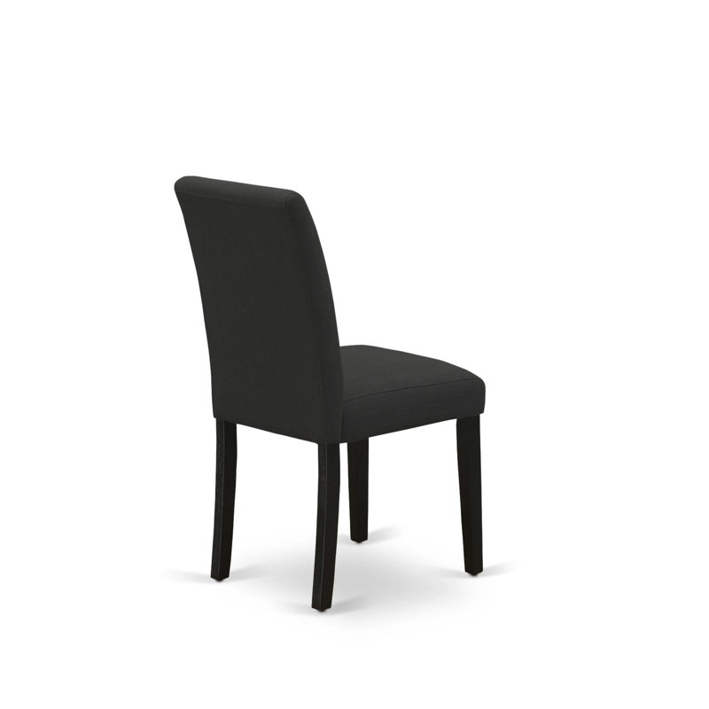 Ensemble de salle à manger 7 pièces composé d'une table de salle à manger rectangulaire avec pieds en X et 6 chaises rembourrées en tissu de couleur noire, noir brossé