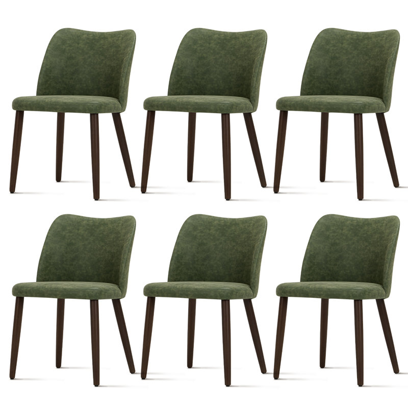 Chaise de salle à manger rembourrée en tissu 18 "H avec pieds en bois massif