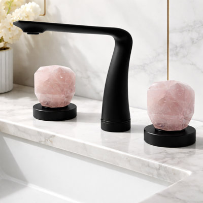 Robinet pour salle de bain à 2 poignées avec poignées en cristal rose Susanna