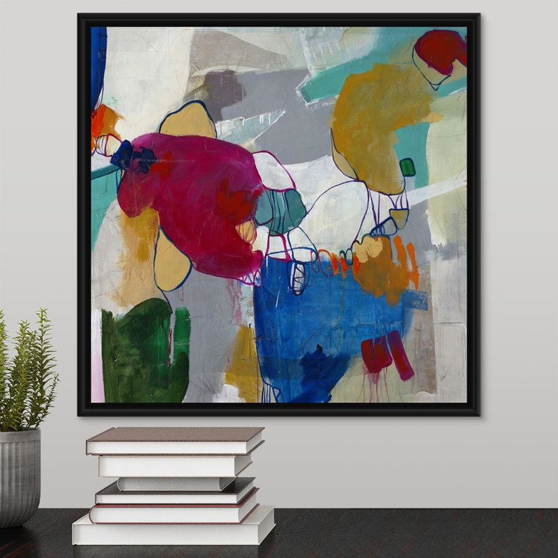 « voodoo vision », peinture sur toile, H 17,7 po x l 17,7 po x P 1,75 po, Cadre flottant noir