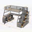 Lit mezzanine simple avec 7 tiroirs, 2 tablettes et bureau gris pour une utilisation compacte et multifonctionnelle-133491198