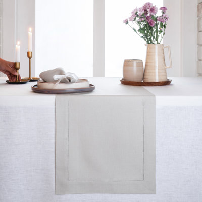 D'Moksha Homes Classic Hemstitch Linen Table Runner