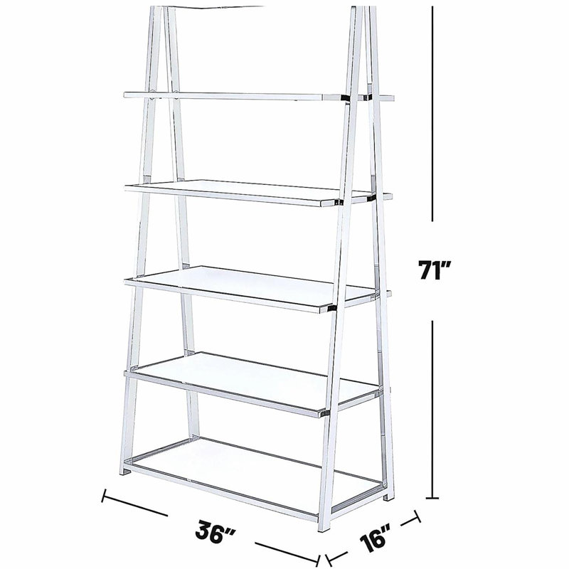 6 tablettes fixes à 6 niveaux, blanc brillant et chrome