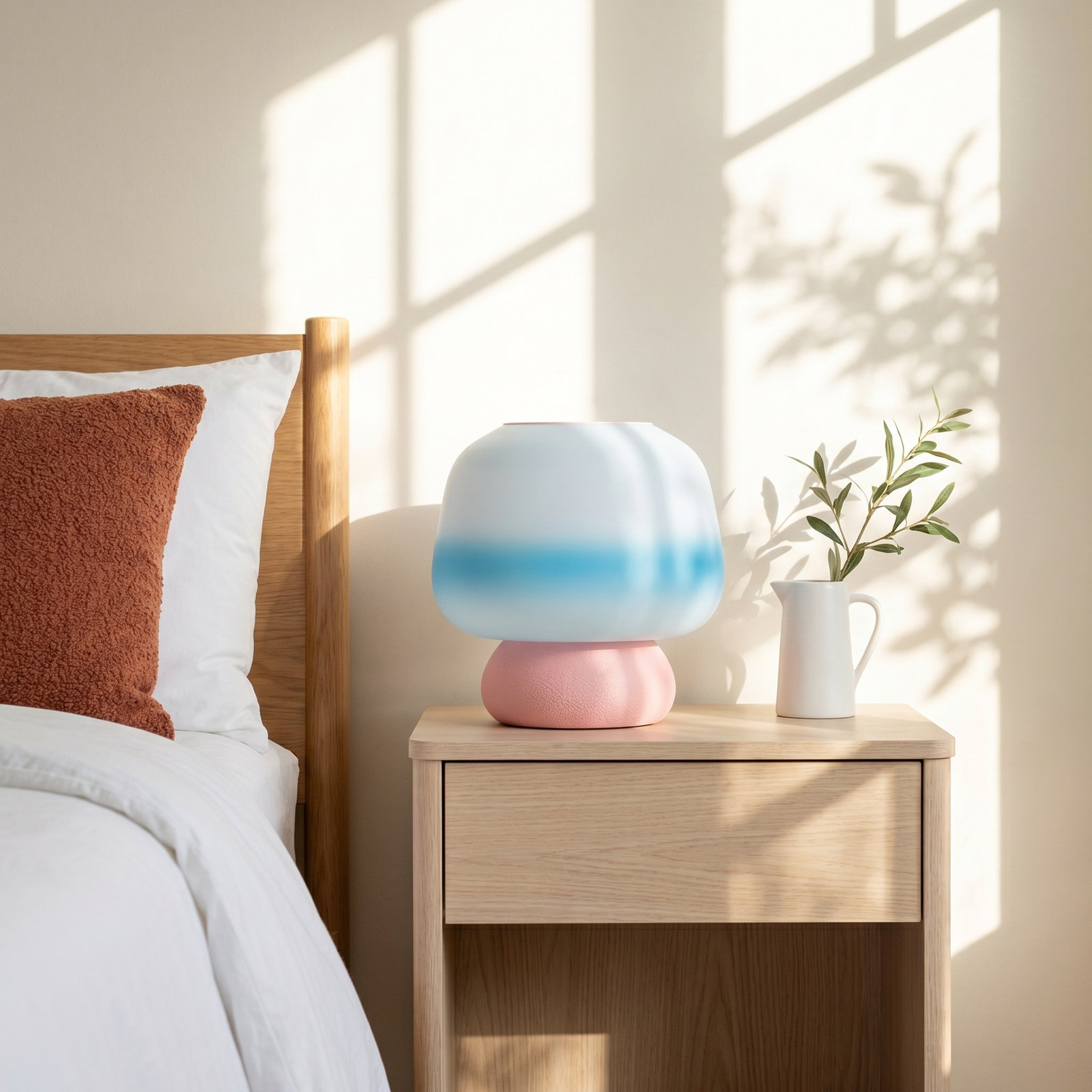 Dimmable Novelty Lamp, Light Pink, Blue/White