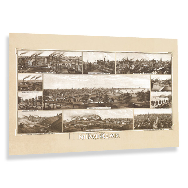 «1882 Milwaukee Wisconsin» sur, H 24 po x l 36 po