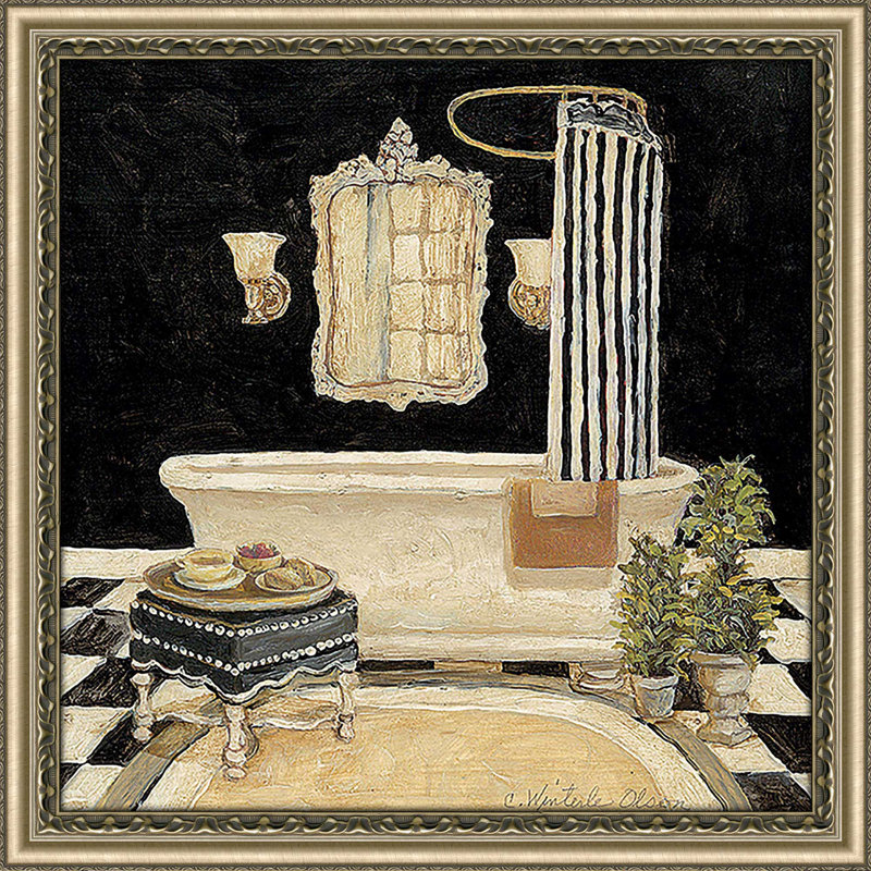 «Maison Bath II (Square)» par Charlene Olson, reproduction, Encadrement champagne, H 25 po x l 25 po x P 1 po