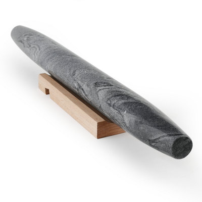 Marble French Rolling Pin with Stand, Monte Grigio