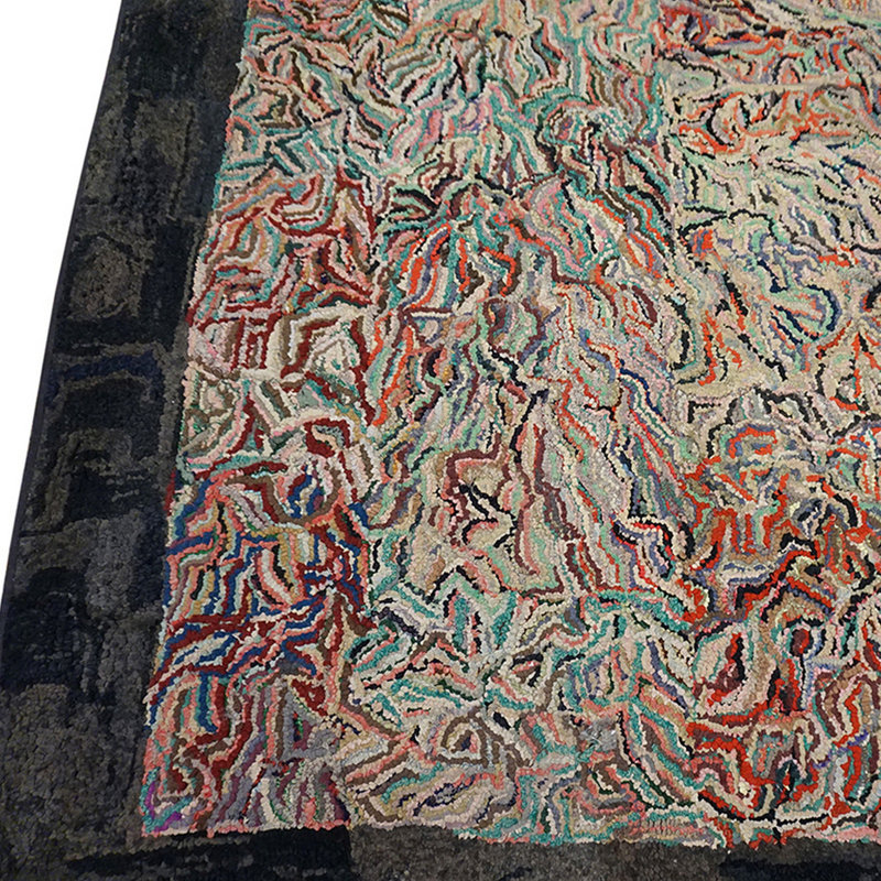 Room Size Antique Artistic Abstract Modernist American Folk Art Hooked Rug