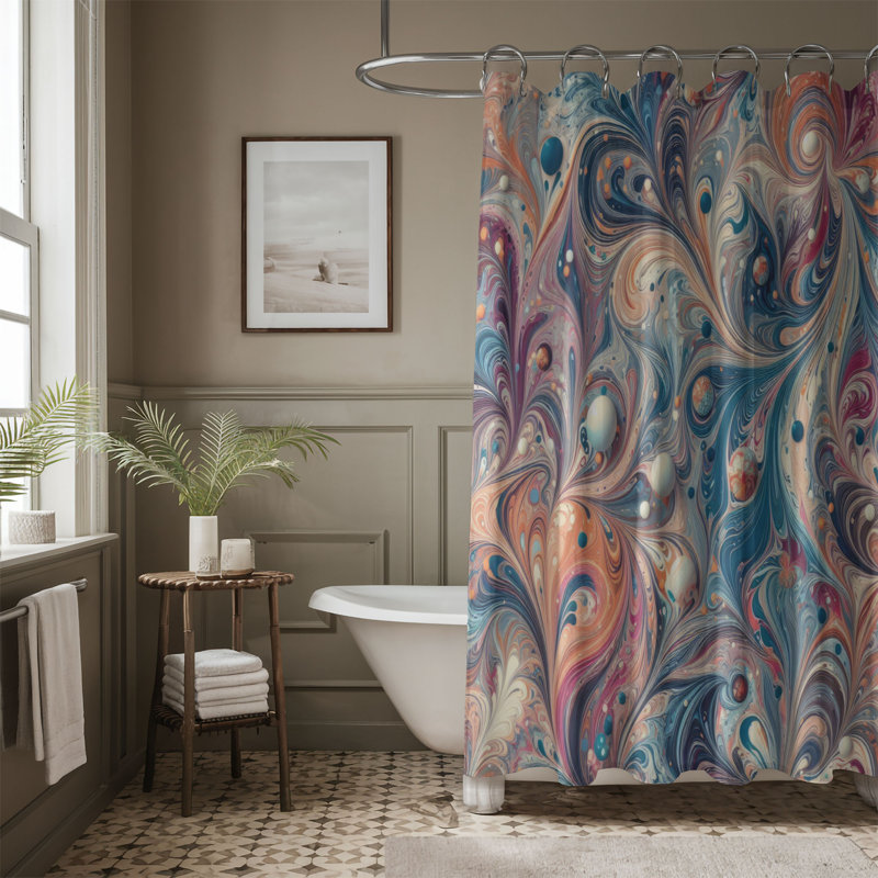 Marble Flow Design - Rideau de douche standard 1 pièce, H 74 po x l 71 po