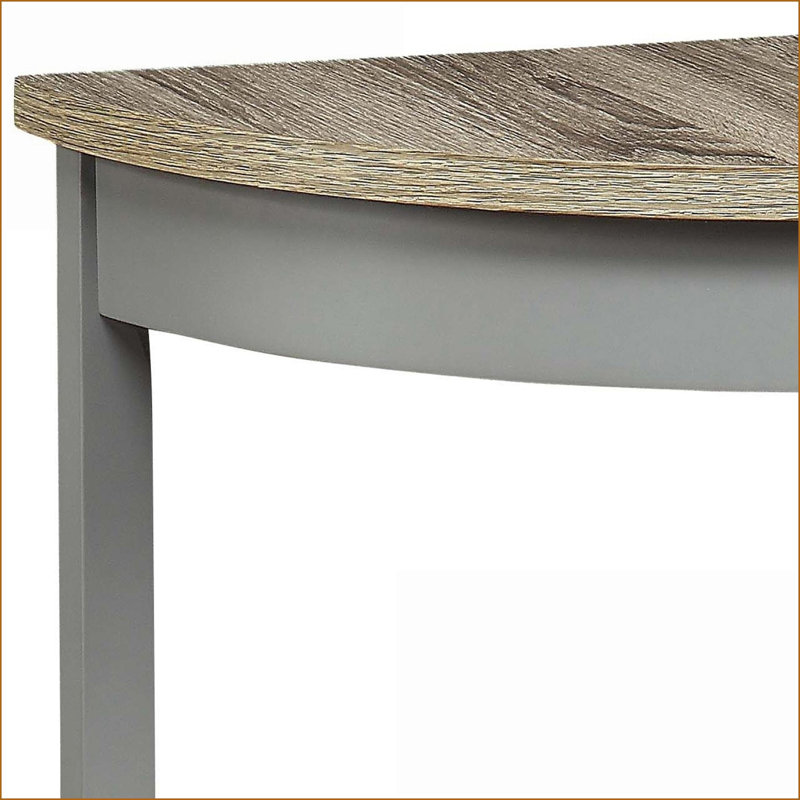 Console demi-lune en chêne gris avec tablette inférieure - charme d'économie d'espace pour le vestibule / salon