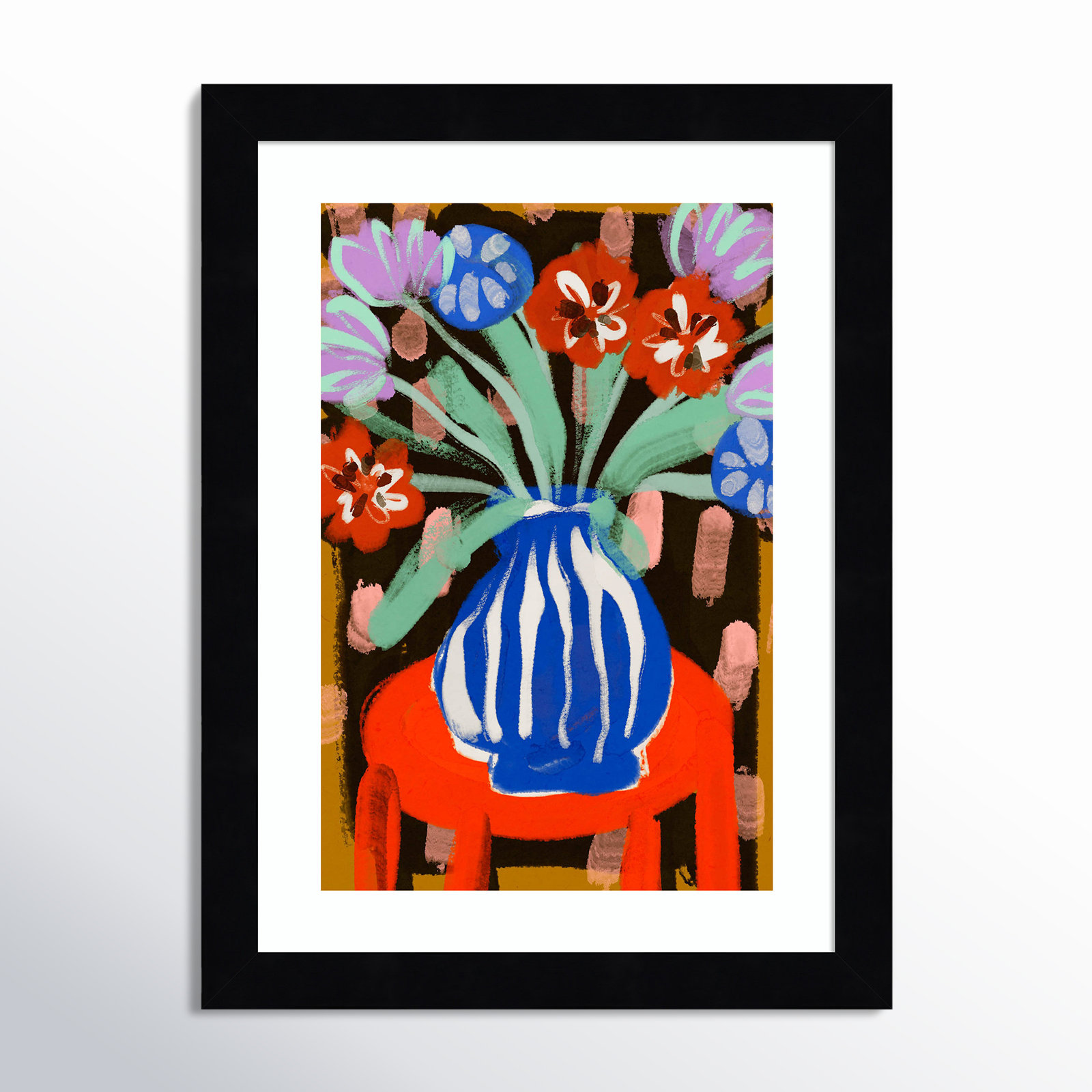 Ocilla "Floral Still Life No. 2" Print, Black, 13" H x 10" W
