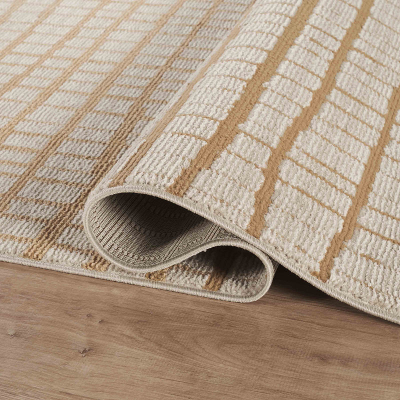 Abani Rugs EVE160A Evelyn Modern Grid Fade Beige Camel Brown Area Rug, Rectangle 6' x 9'5"