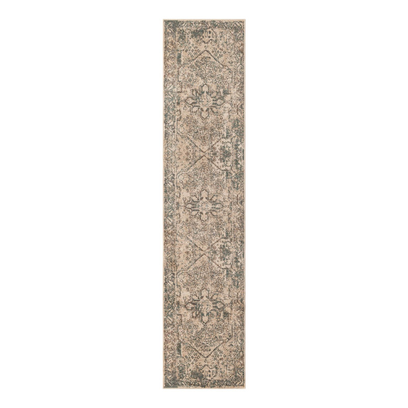 Mosely Orential Cream/Brown Area Rug, Runner 2'7" x 12'