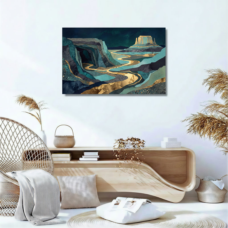 «Gold River», art mural sur toile canevas mesa, 24"H x 36"W