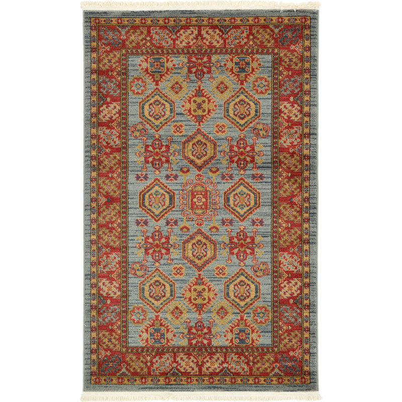 Tapis oriental bleu clair Eesi, Rectangle 3 pi 3 po x 5 pi 3 po