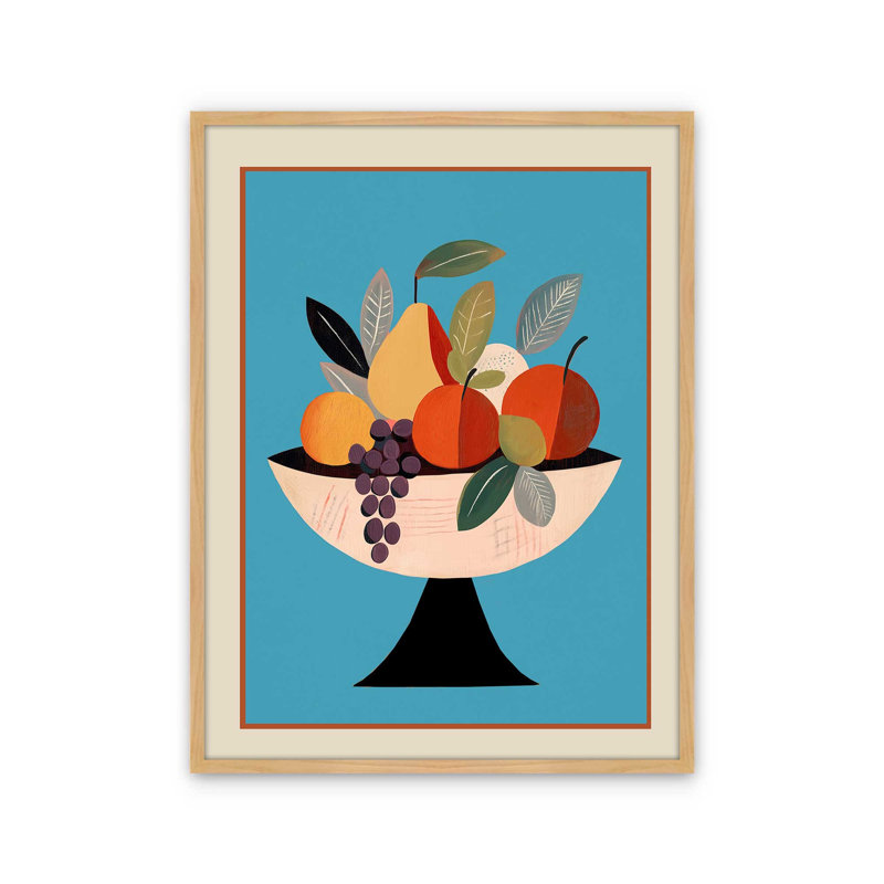 «Modern Fruit Bowl I» par Flow Line, reproduction d'art, L 16 po x H 16 po, Tanné, Impression encadrée