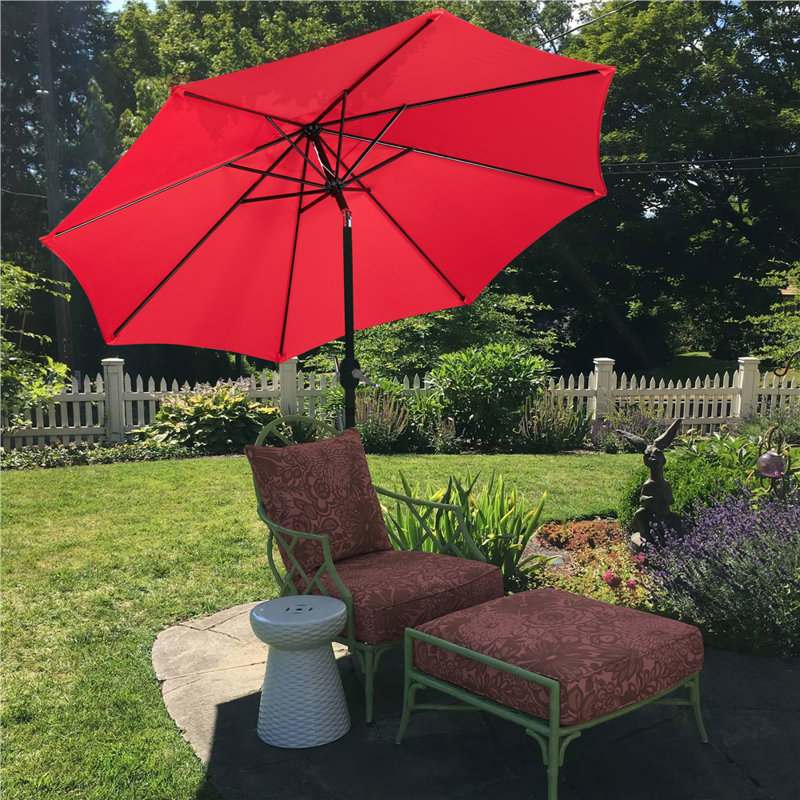 Parasol de marché 9pi avec bouton poussoir, Rouge