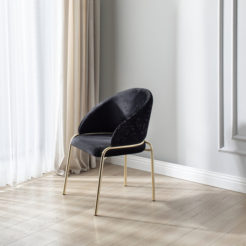 Chaises rembourrées en velours 2 pièces de style moderne avec pieds en métal doré - noir, alliant élégance et durabilité pour des espaces sophistiqués