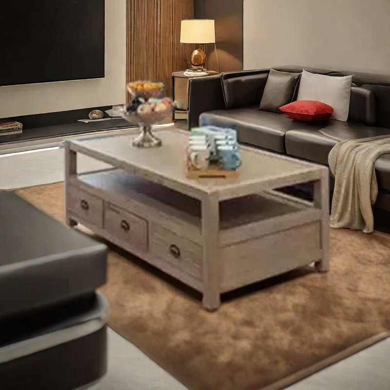 Table basse Rustic French Country, H 17,71 po x L 39,37 po x l 25,59 po