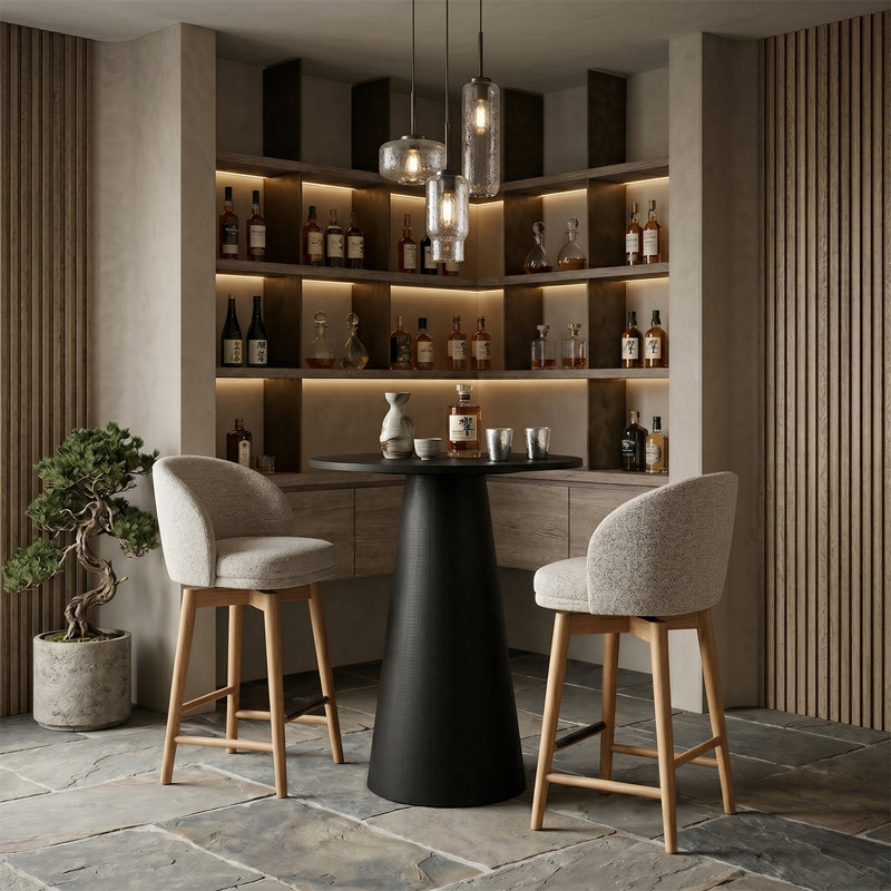 Ensemble de salle à manger à hauteur de comptoir moderne 30 po avec 2 tabourets pivotants, Beige/Natural