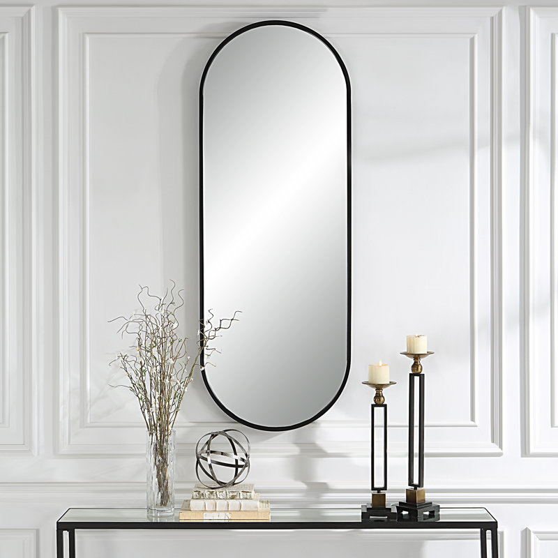 Edmonia Metal Wall Mirror, Black, 60" x 22"