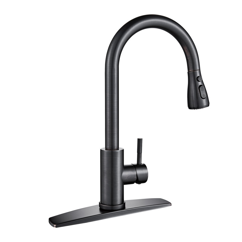 Pull Down Single Handle Kitchen Faucet with Accessories, Oil-Rubbed Bronze