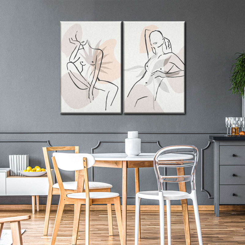 Portrait de femme, 2 lignes sur toile, H 45 po x l 61 po