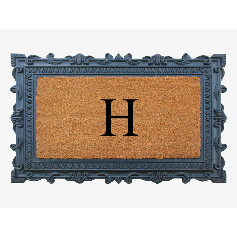 Paillasson à motif de monogramme de 24 po x 36 po Carson, H, Noir