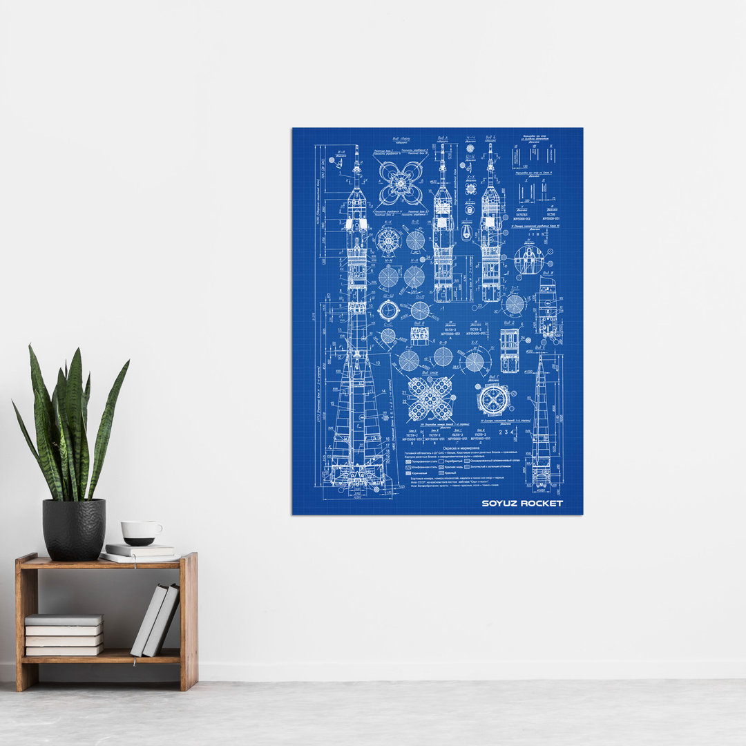 Soyuz Rocket USSR Soviet Space Blueprint Plan - No Frame Print