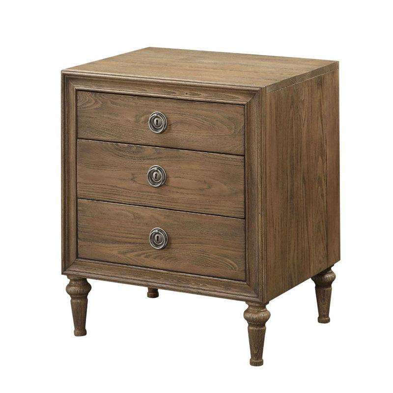 Stacy 3-Drawer Rectangular Nightstand in Reclaimed Oak