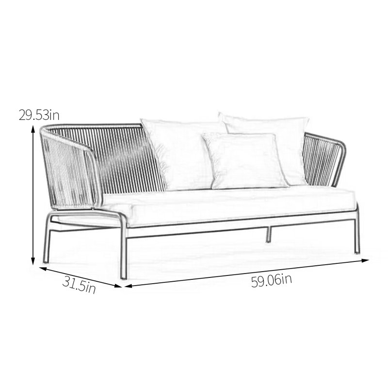 Causeuse d'extérieur en tissu 59,06 po Renfrow, Rouge, Rouge