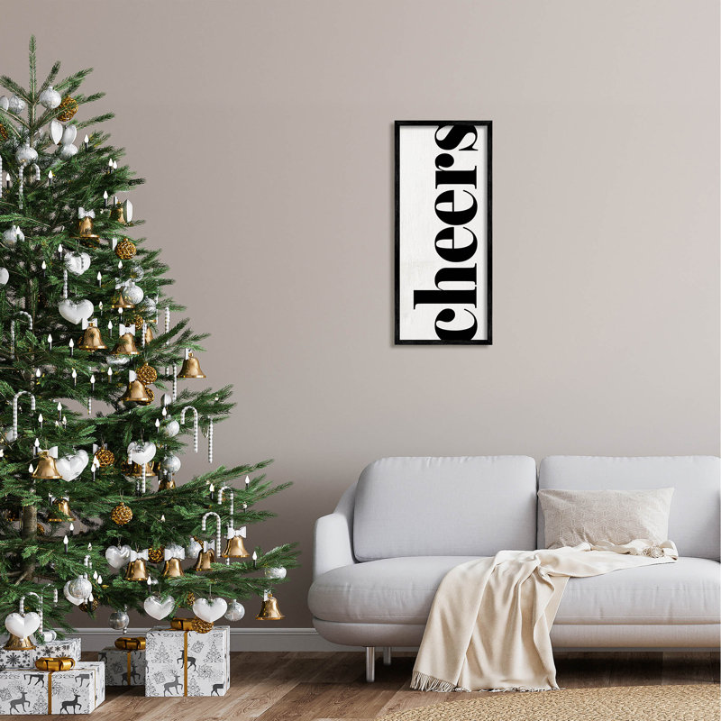 Plaque de cuisine Cheers Holiday at-277, H 30 po x l 13 po x P 1,5 po, Giclée encadrée noir minuit
