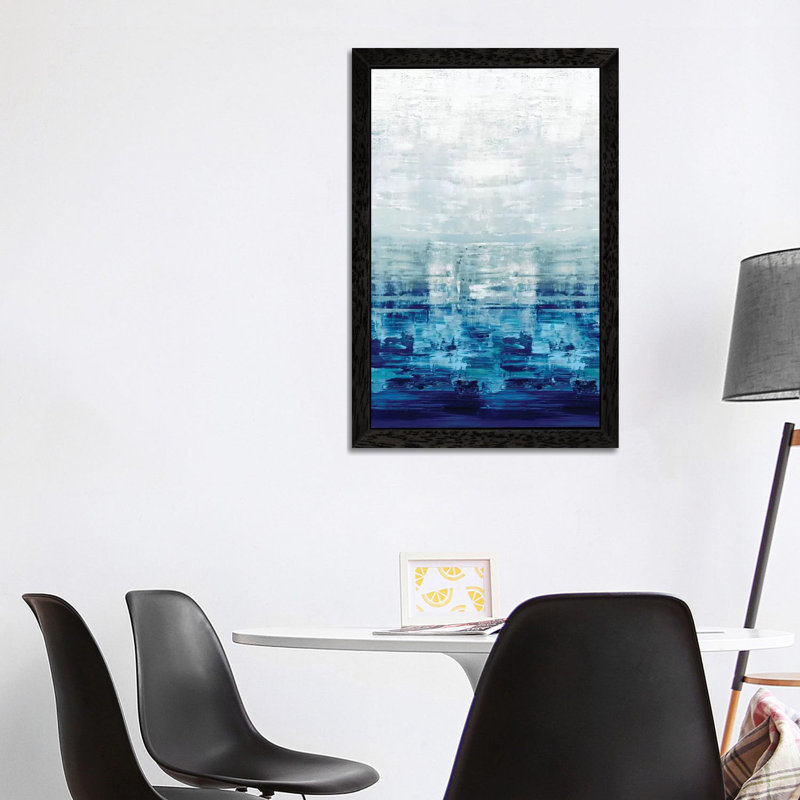 Blue Reflections 1 Piece Painting on Canvas, 152.5 cm H x 101.5 cm W, Black Framed