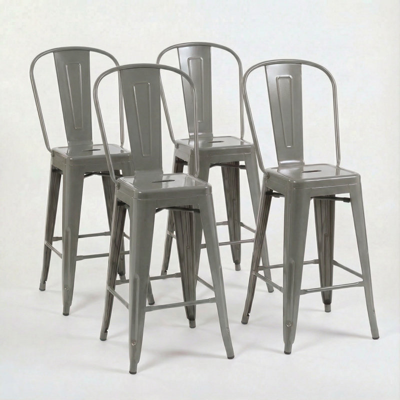 Counter Stool with Metal Frame, Grey
