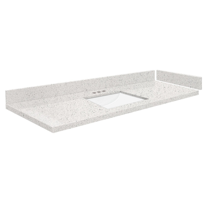 58 comptoir de meuble-lavabo simple avec 3 trous de robinet, Neige stellaire