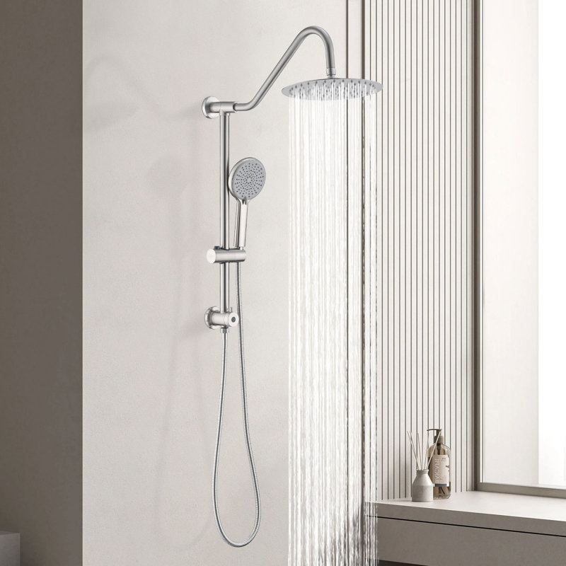 Pomme de douche avec système de douche à main avec pomme de douche à pluie 10 po, Brushed Nickel