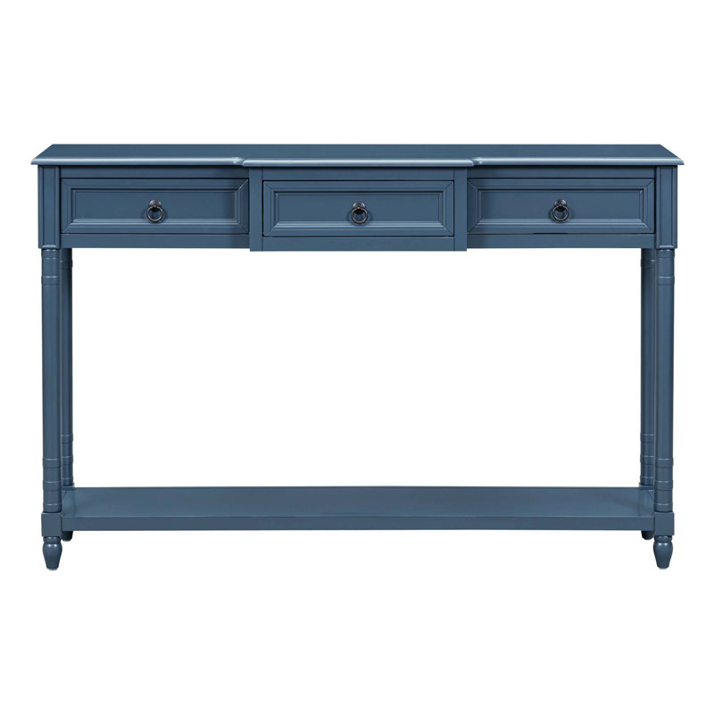 Console Table Sofa Table With Drawers For Entryway With Projecting Drawers And Long Shelf