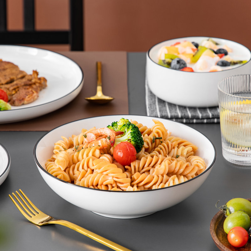 16 Pieces Dinnerware Set, Round Plate With Vertical Edge, Plain White, Dinner Plate, Dessert Plate, Bowl And Soup Plate, Serve For 4 Person, Microwave Friendly And Dishwasher Friendly