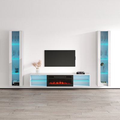 Brezlin Entertainment Center for TVs up to 78" with Electric Fireplace Included