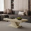 Table basse moderne 47 "à pieds croisés avec base en X et placage de bois - chêne délavé