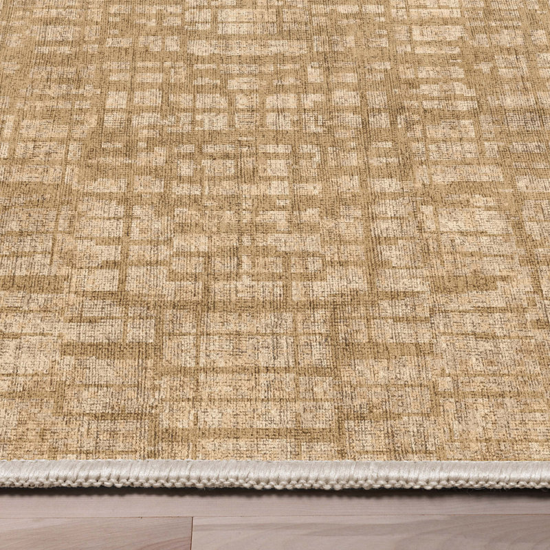 Nuzzo Nightscape Modern Geometric Flat-Weave Beige Area Rug, Rectangle 5'3" x 7'3"