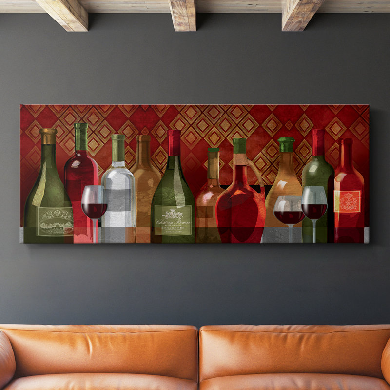 Dégustation de vin - Toile tendue avec châssis - Prêt à accrocher, H 20 po x l 50 po
