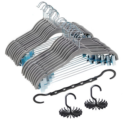 Mandisha Velvet Non-Slip Hangers With Clips for Skirt/Pants