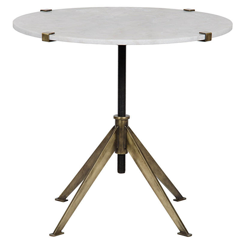 Edith Marble End Table, Antique Brass