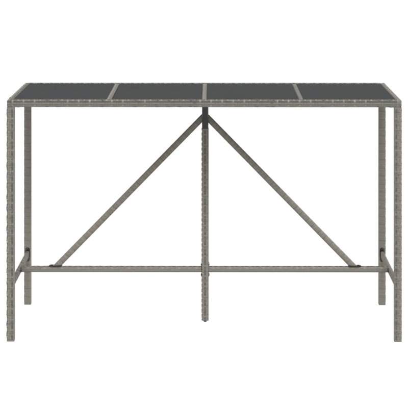 Leithan Rectangular Outdoor Bar Table , 180cm cm W 70cm cm D,  Grey