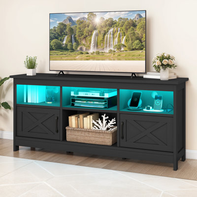 59" TV Stand for TVs up to 65" with Charging Station & LED Light