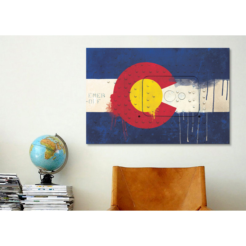 Drapeau du Colorado, rivet en métal avec gouttes de peinture, impression sur toile, H 26 po x l 40 po x P 1,5 po