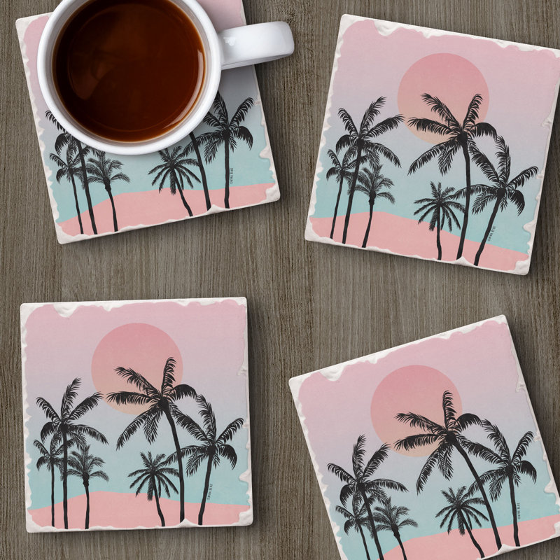 Paquet de 4 sous-verres Palm Stone Coast